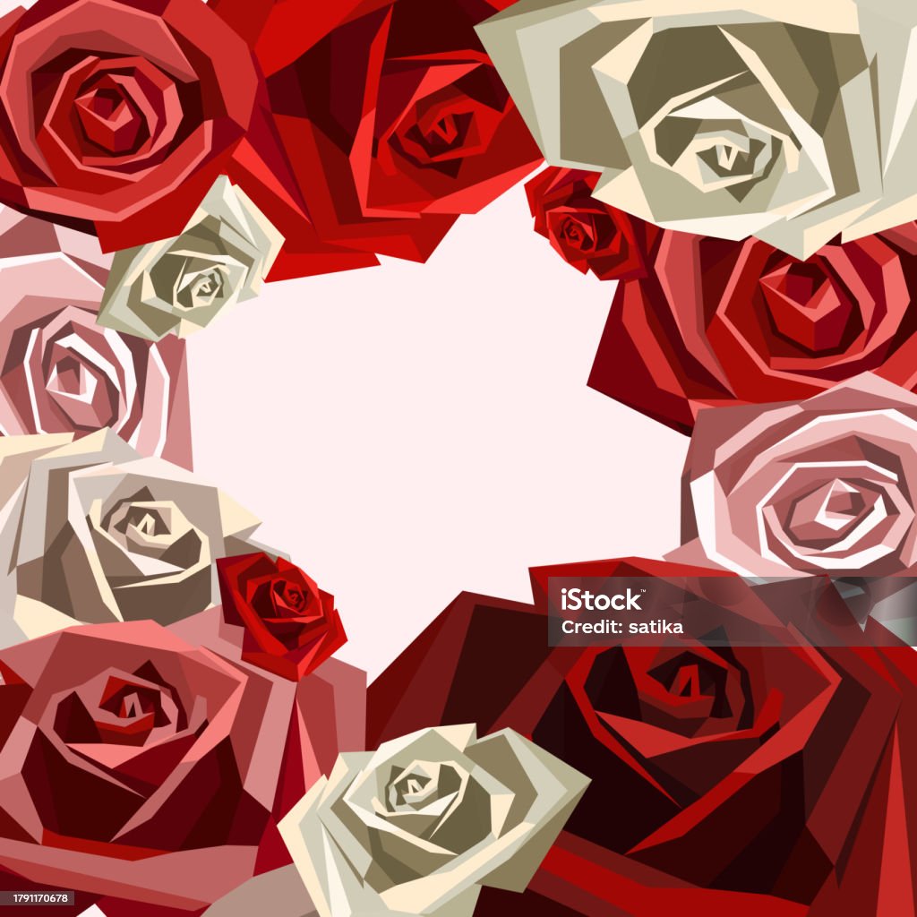Pink With Roses Background Frame Vector Low Poly Roses Frame Light Pink Background Stock Illustration ...
