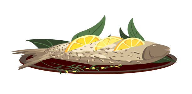 Free Stock Photo of A fish on a plate with lemon slices | Download Free ...