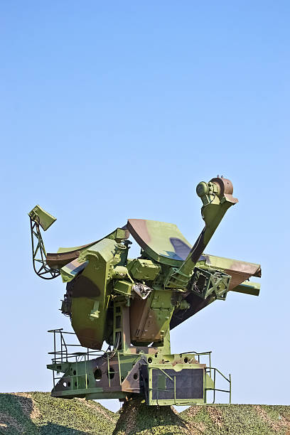 soviet radar with camouflage netting stock photo