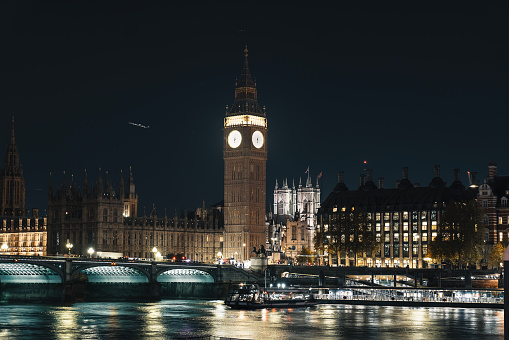 Big Ben and Britain's Houses Of Parliament at Dusk at Night Time