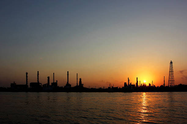 istock Oil refinery at sunrise 179119291