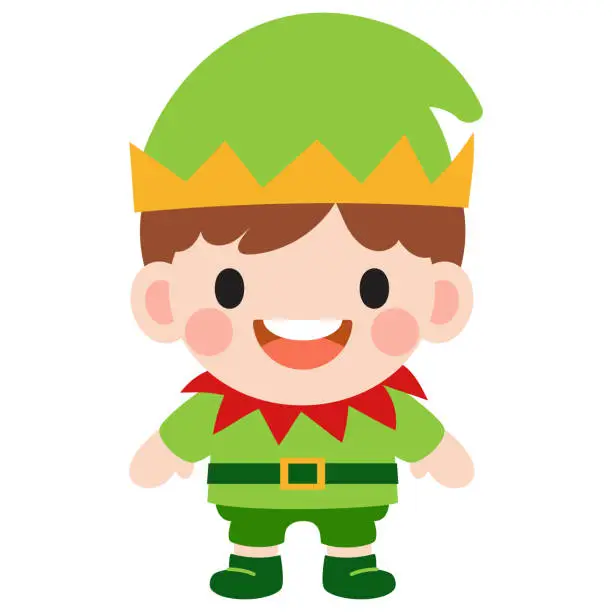 Vector illustration of Elf clipart, Merry Christmas and happy new year