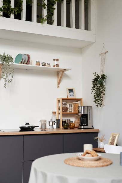 istock Simple kitchen area interior in cozy studio apartment , copy space 1791202720