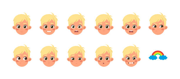 векторный набор конструктора персонажей для анимации - rainbow preschooler baby child stock illustrations