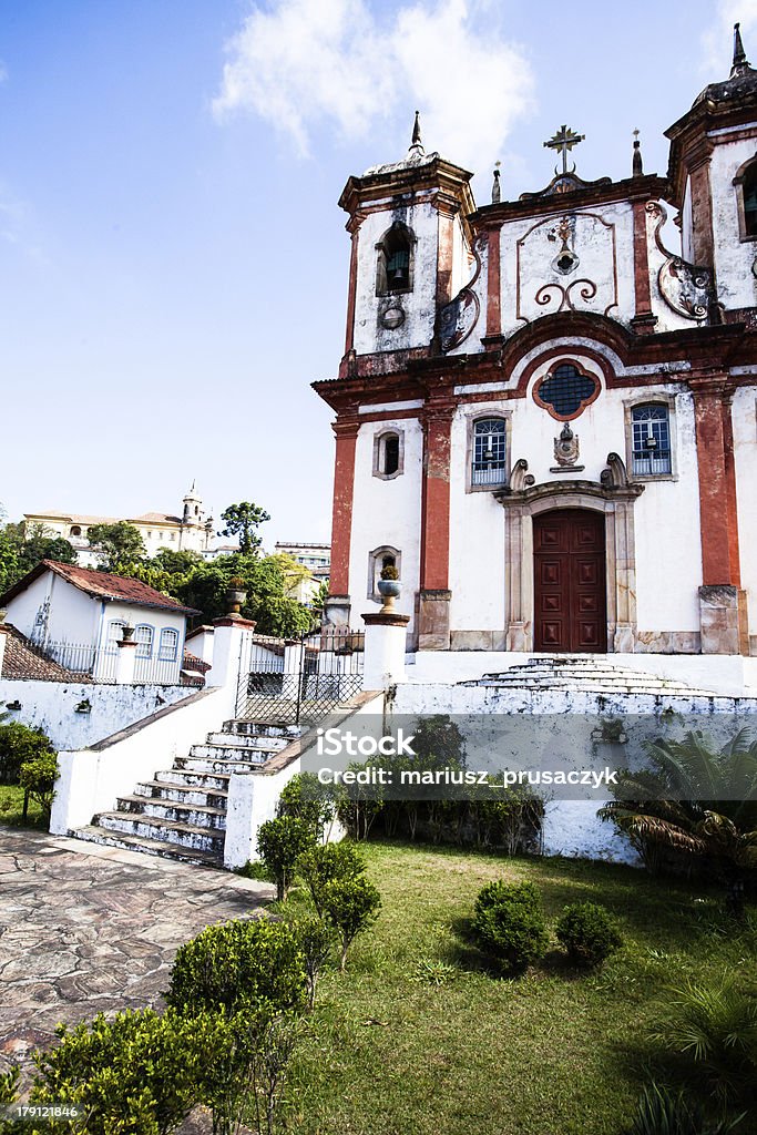 View of a church, ouro preto,brazil View of the unesco world heritage city of ouro preto in minas gerais brazil Ancient Stock Photo