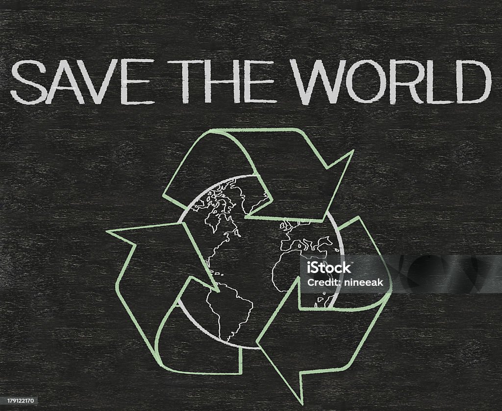 Recycler et écrit sur le tableau noir en arrière-plan - Photo de Affaires libre de droits