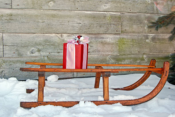 istock Christmas gift on old sled 179122215