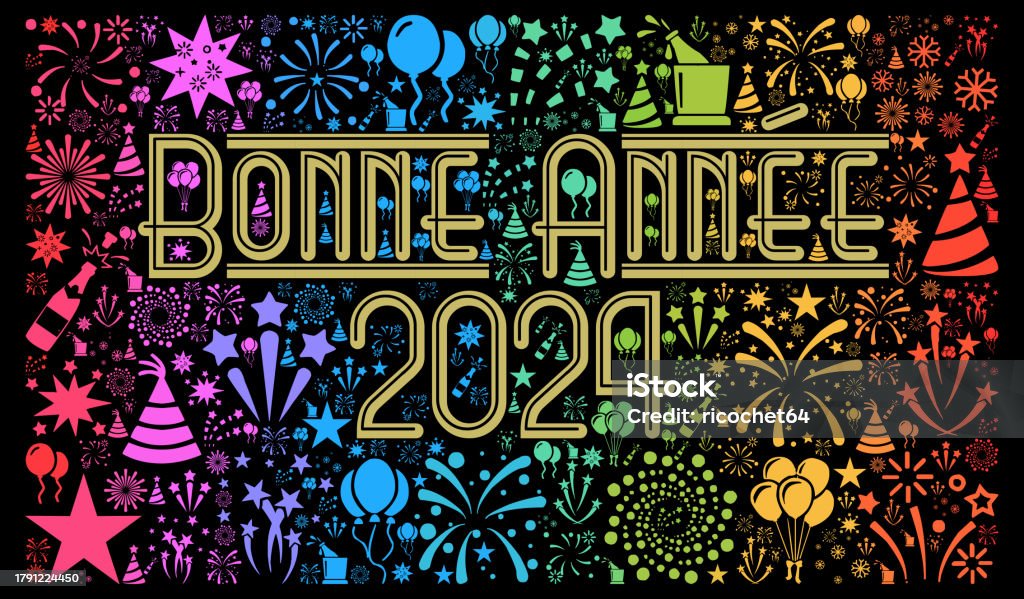 Happy New Year 2025 In French Language Stock Illustration Download