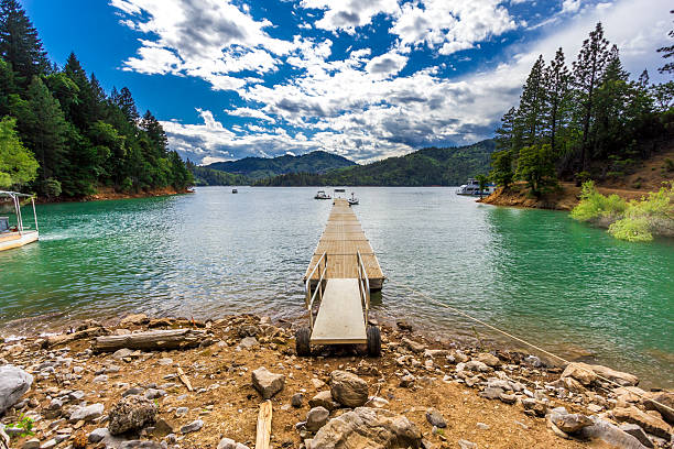 It is located at northern California. The color of the lake is unique.