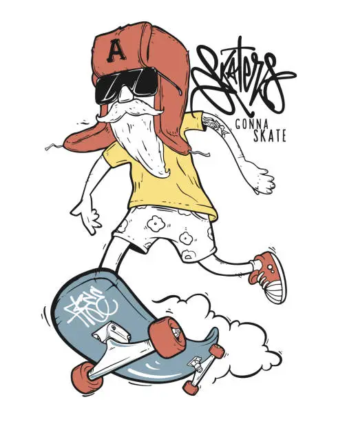 Vector illustration of Hipster skater, graffiti hand-drawn vector design