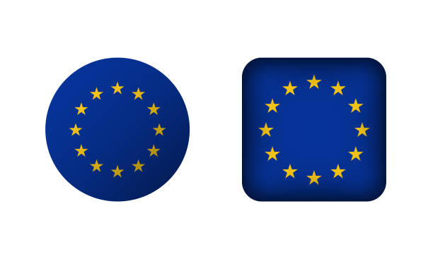 ilustrações, clipart, desenhos animados e ícones de ícones da bandeira da união europeia flat square e circle - european union flag flag european community interface icons