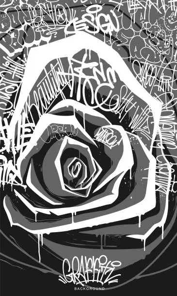 Vector illustration of Rose flower graffiti with tags vector illustration