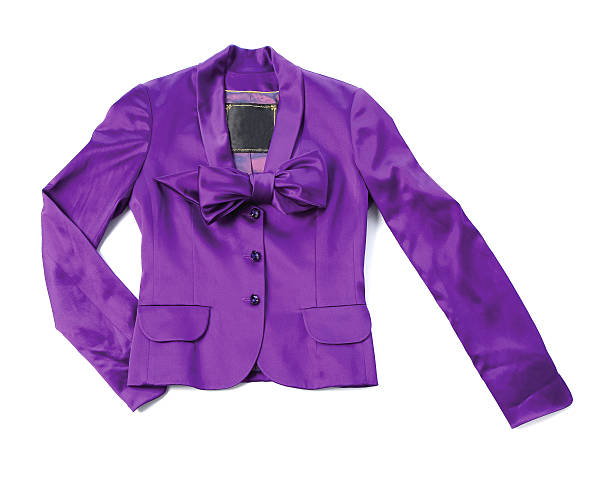 istock Purple satin blazer with bow tie and crystal buttons 179123296