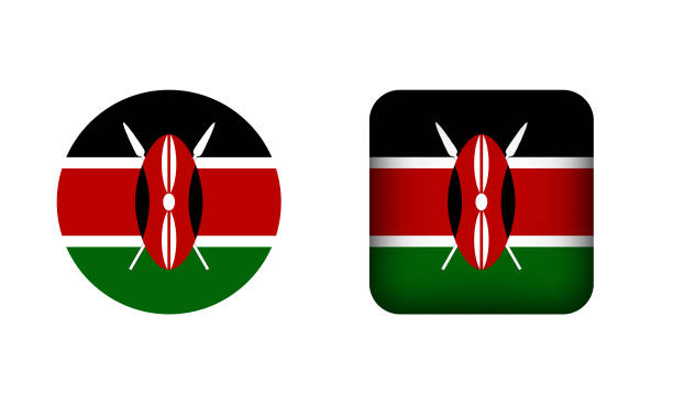 istock Flat Square and Circle Kenya National Flag Icons 1791241960