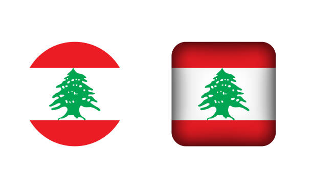 istock Flat Square and Circle Lebanon National Flag Icons 1791242210