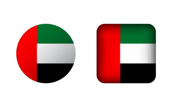 ilustrações, clipart, desenhos animados e ícones de flat square e circle emirados árabes unidos ícones da bandeira nacional - united arab emirates flag united arab emirates flag interface icons