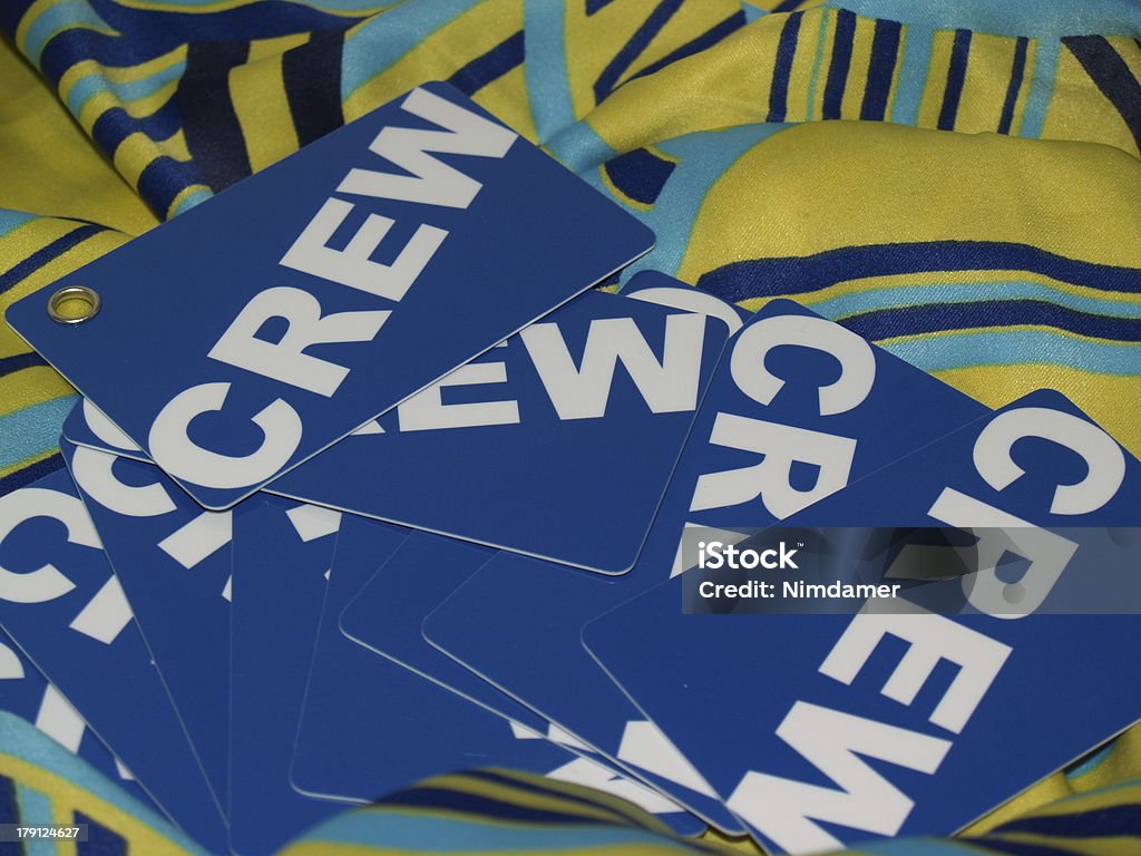 blue crew Karten auf die blau-gelbe Hintergrund - Lizenzfrei Alphabet Stock-Foto