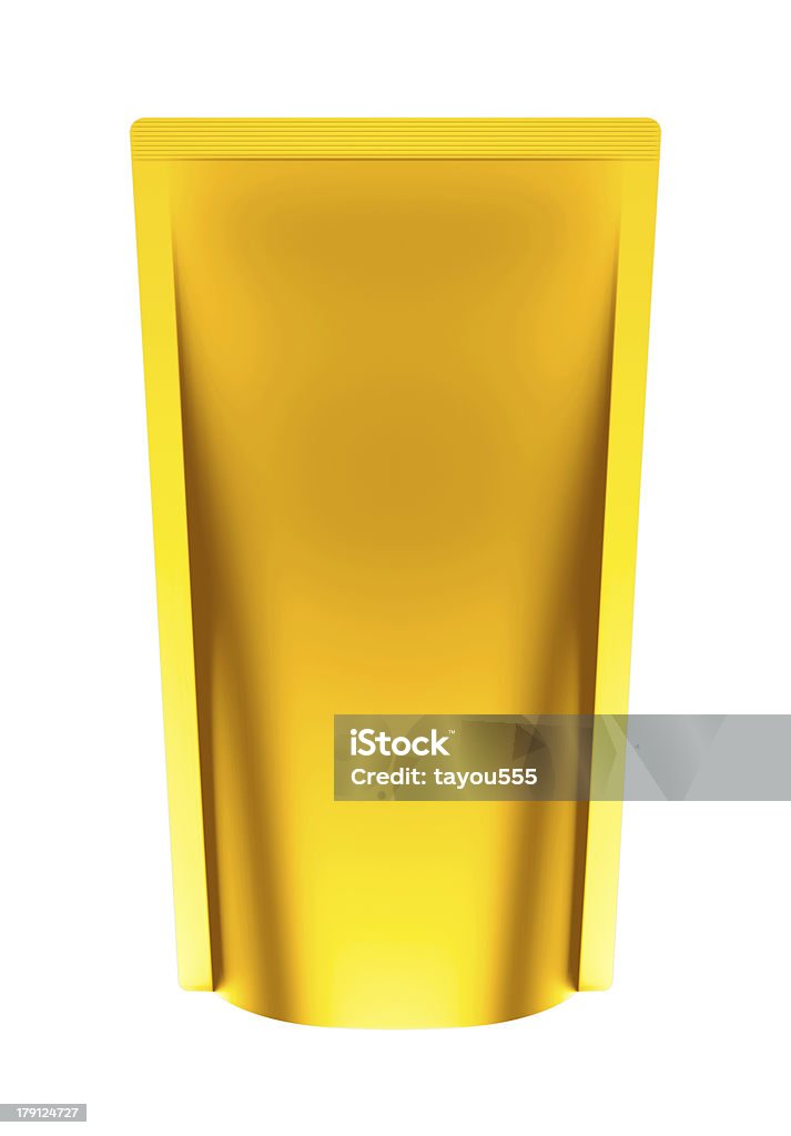 3 D dourado, isolado bolsa pacote - Foto de stock de Amarelo royalty-free