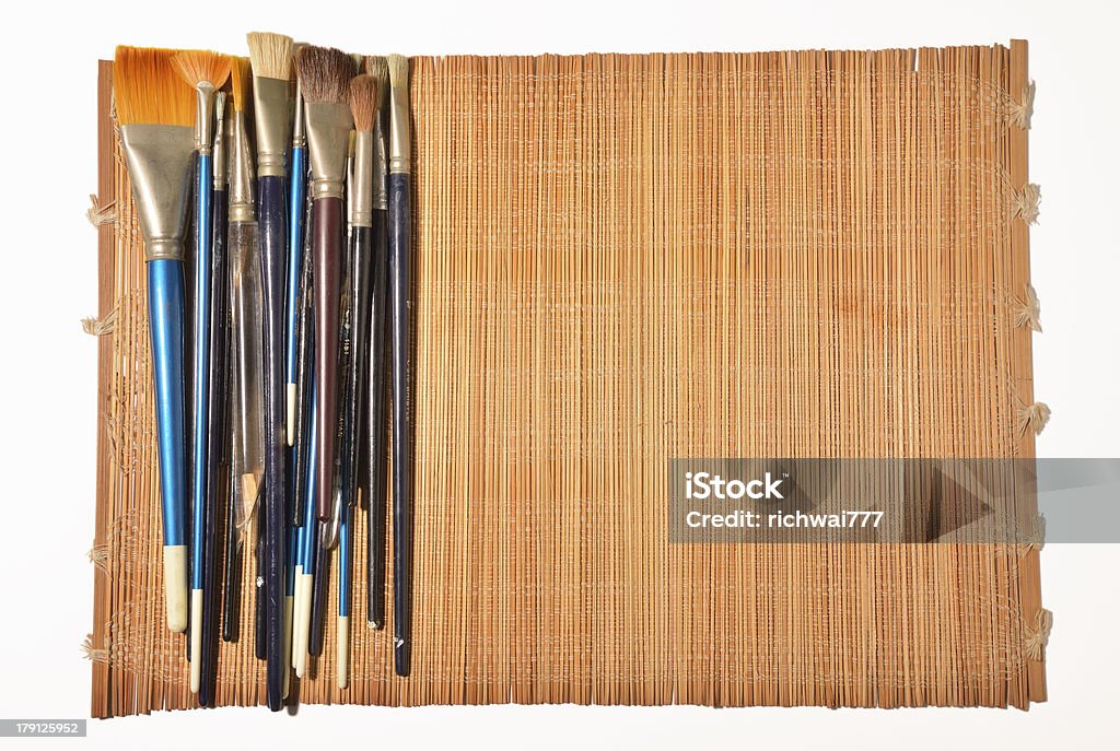 Funda de bambú Paintbrushes - Foto de stock de Acuarela libre de derechos