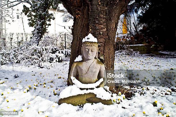 Buddha Statue Meditation In Winter Stock Photo - Download Image Now - Beauty In Nature, Buddha, Buddhism