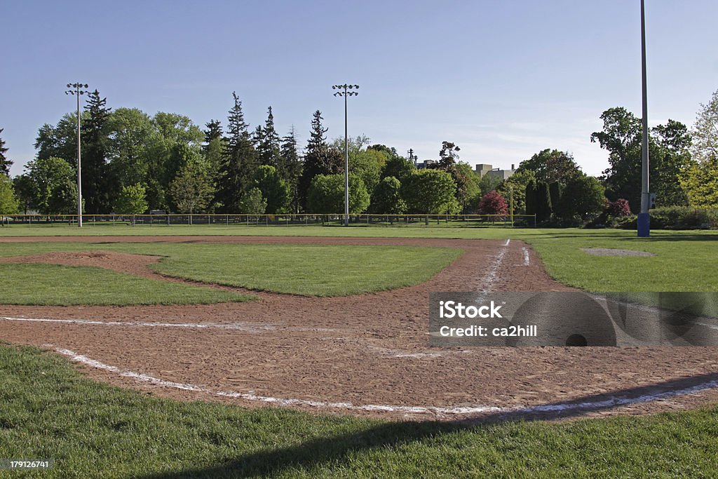 Campo da Baseball al crepuscolo - Foto stock royalty-free di Pitcher di baseball