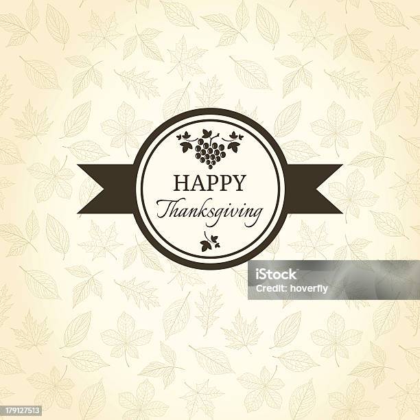 Thanksgiving Label Against Leafy Background Stock Illustration - Download Image Now - Animal Markings, Autumn, Beige