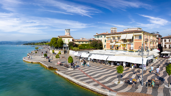 Holidays in Italy - scenic view of the tourist town of Lazise on Lake Garda