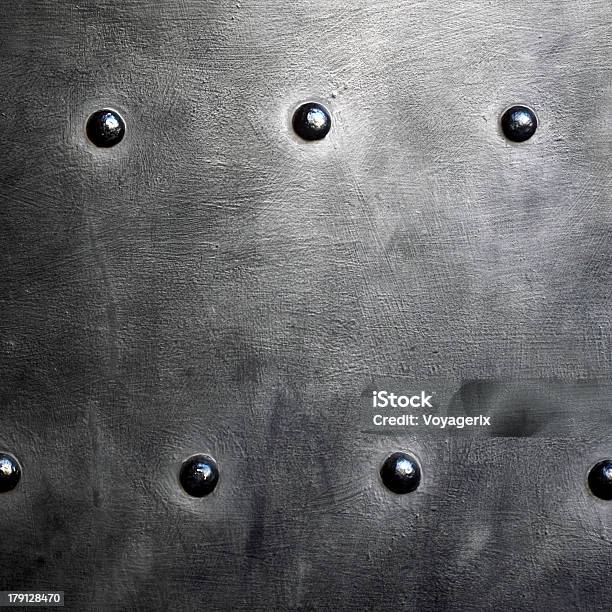 Black Metal Plate Or Armour Texture With Rivets Stock Photo - Download Image Now - Black Color, Steel, Bolt - Fastener