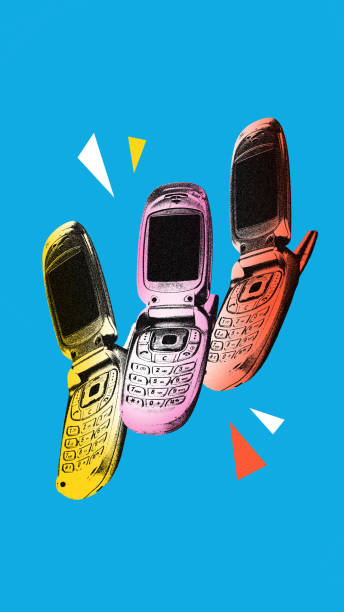 istock Poster. Contemporary art collage. Modern creative artwork. Vintage cell phone mobile device isolated blue background. Image in old paper style. 1791288297