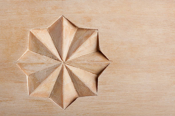Wooden surface with carved ornaments