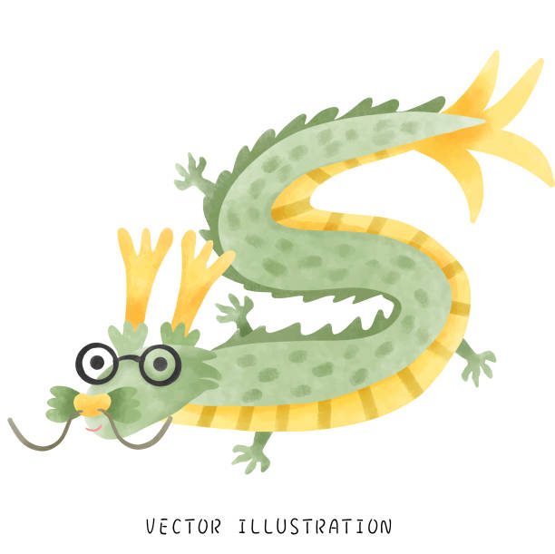 отпразднуйте китайский новый год дракона с ручной росписью 2024 года в ярком акварельном стиле - new year 2024 stock illustrations