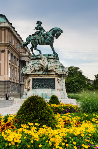 Equestrian statue of Eugene of Savoy at Buda Castle, Budapest. The prince win the turks in Battle of Zenta, freedom of Hungary.