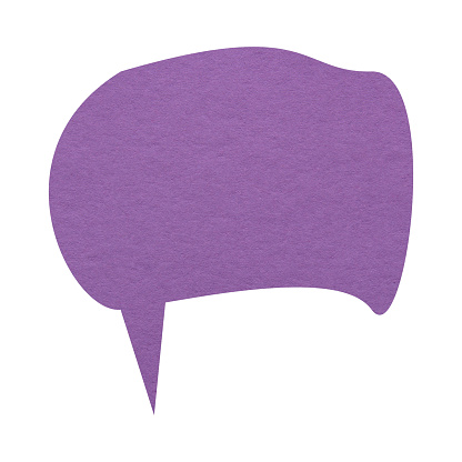 Purple thought bubble isolated on a white background. Blank speech bubble.