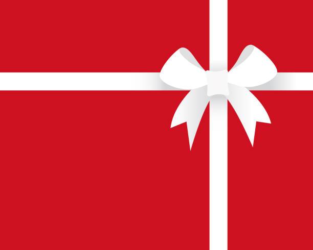 ilustrações de stock, clip art, desenhos animados e ícones de white gift ribbon and bow on red background - covered bazaar