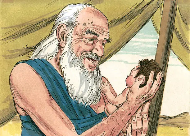 Photo of Abraham Holds Baby Isaac