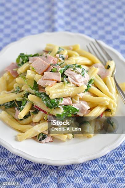 Pasta With Spinach And Bacon Stock Photo - Download Image Now - Basil, Beef, Blue Cheese