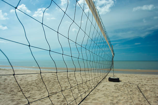 istock Beach volleyball net with clearly sky 179133913