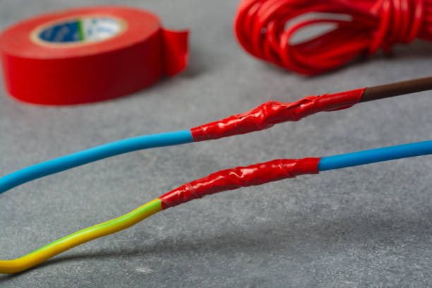 istock Wire connections insulated with electrical tape. 1791344403