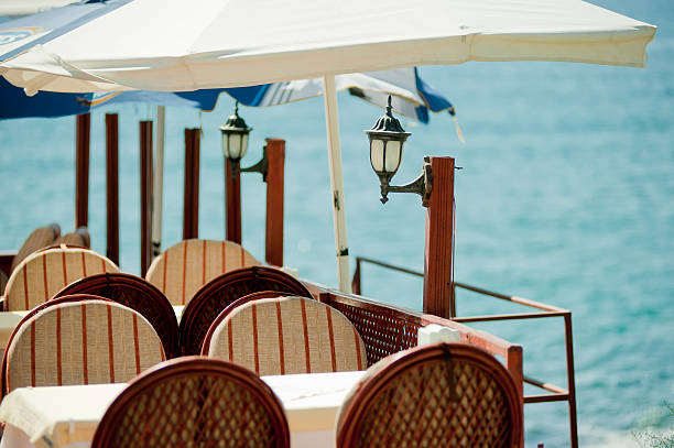 istock Table in a restaurant by the sea. 179134587