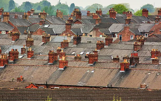 Photo of Suburban rooftops common urban scene