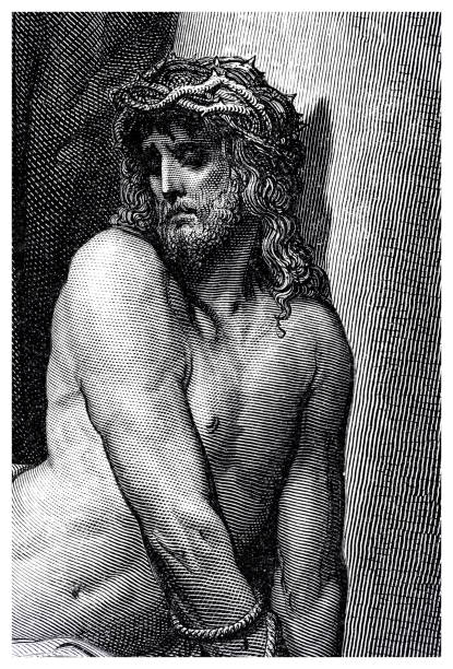 ilustrações, clipart, desenhos animados e ícones de jesus cristo com coroa de espinhos - 1884