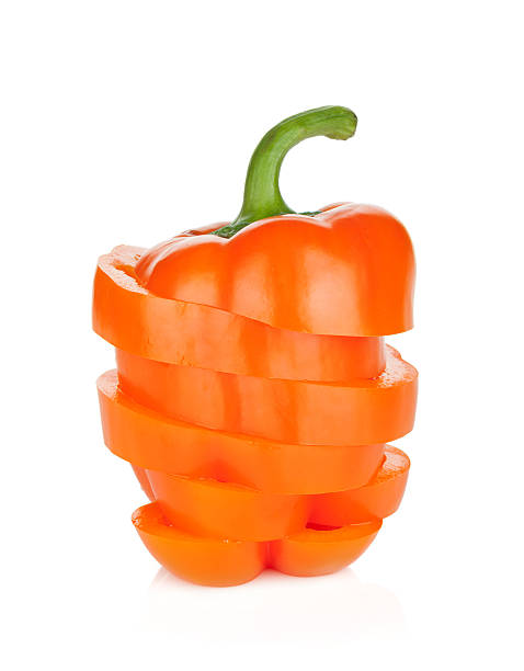 Sliced ripe orange bell pepper