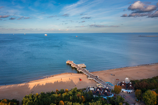 Baltic Sea pier in Gdansk Brzezno at autumn, Poland