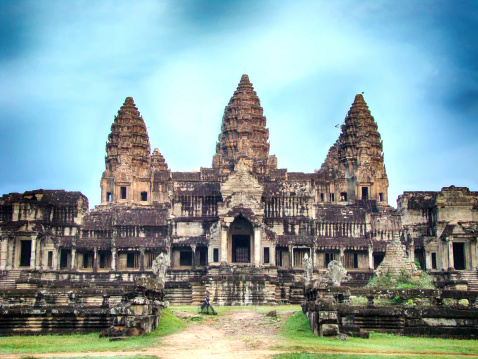 Angkor Wat Temple, One of the Seven wonders of the world, located outside the city of Siem Reap Cambodia.