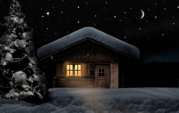 istock Snow-covered hut with christmas tree 1791383001