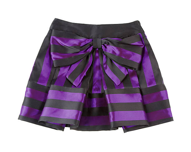 istock Satin striped pleated purple mini skirt 179138467