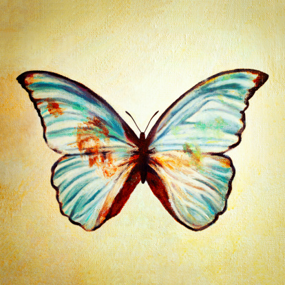 Oil painting of blue butterfly