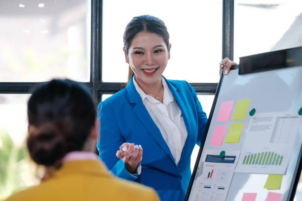 istock Two Young Asian businesswoman discuss with new startup project Idea presentation, analyze planning and financial statistics and investment market at office. 1791396867