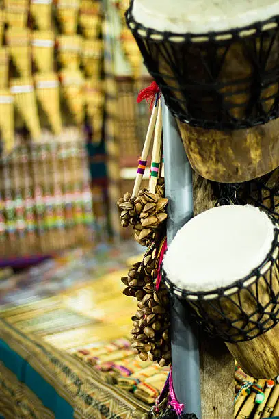 Musical instrument in local market in Peru.