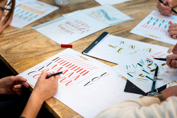istock Art lettering workshop. Learning to draw letters. College classes. 1791402563